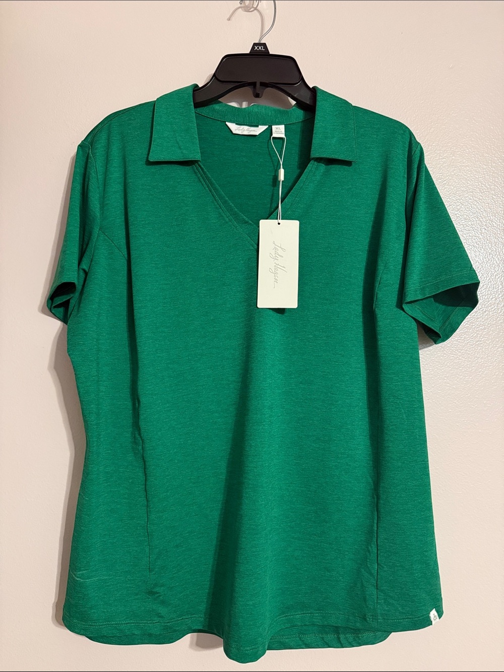 Ladies' Green Polo-Style V-Neck Golf Shirt